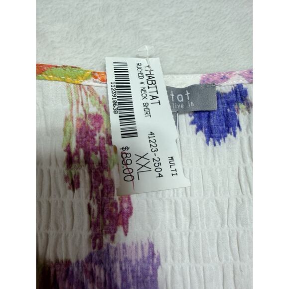 Habitat Clothes To Live In NWT XXL Multi Floral Crinkle Cotton Button Up Shirt - Picture 3 of 15